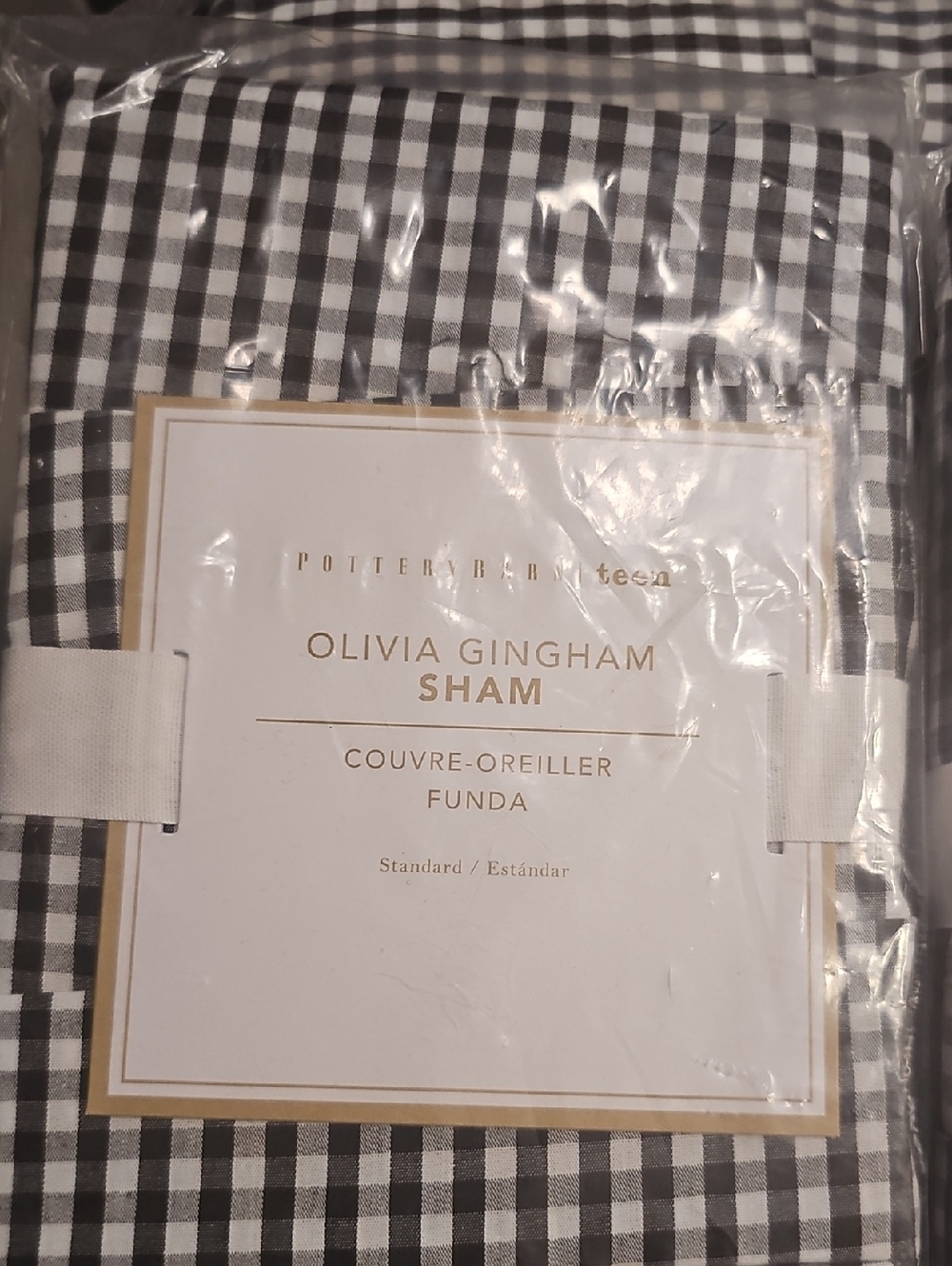 Pottery Barn Teen Olivia Gingham Sham - Black and White Gingham